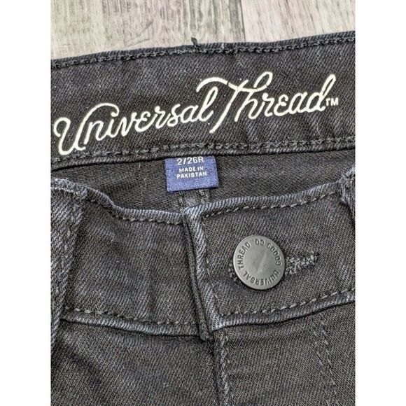 (3/$35) Universal Thread Size 2 / 26 R Mid Rise Skinny Distressed Black Jeans - Picture 4 of 11